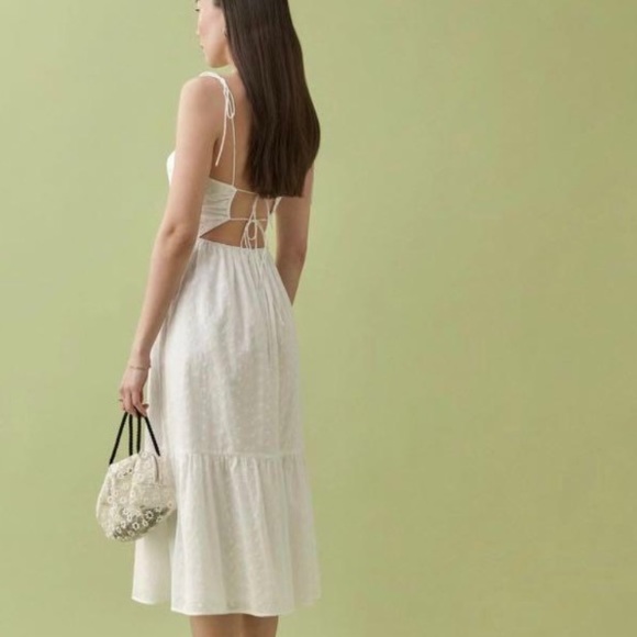 NWOT Reformation White Heaven Ruffle Midi Dress - Picture 3 of 13